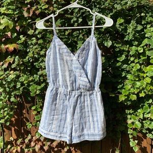 Blue & White Striped Cotton Romper